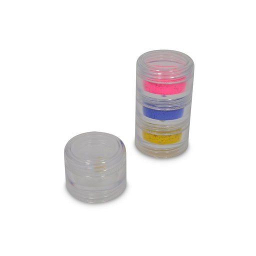 Stacked 5 Gram Jars Clear Lids