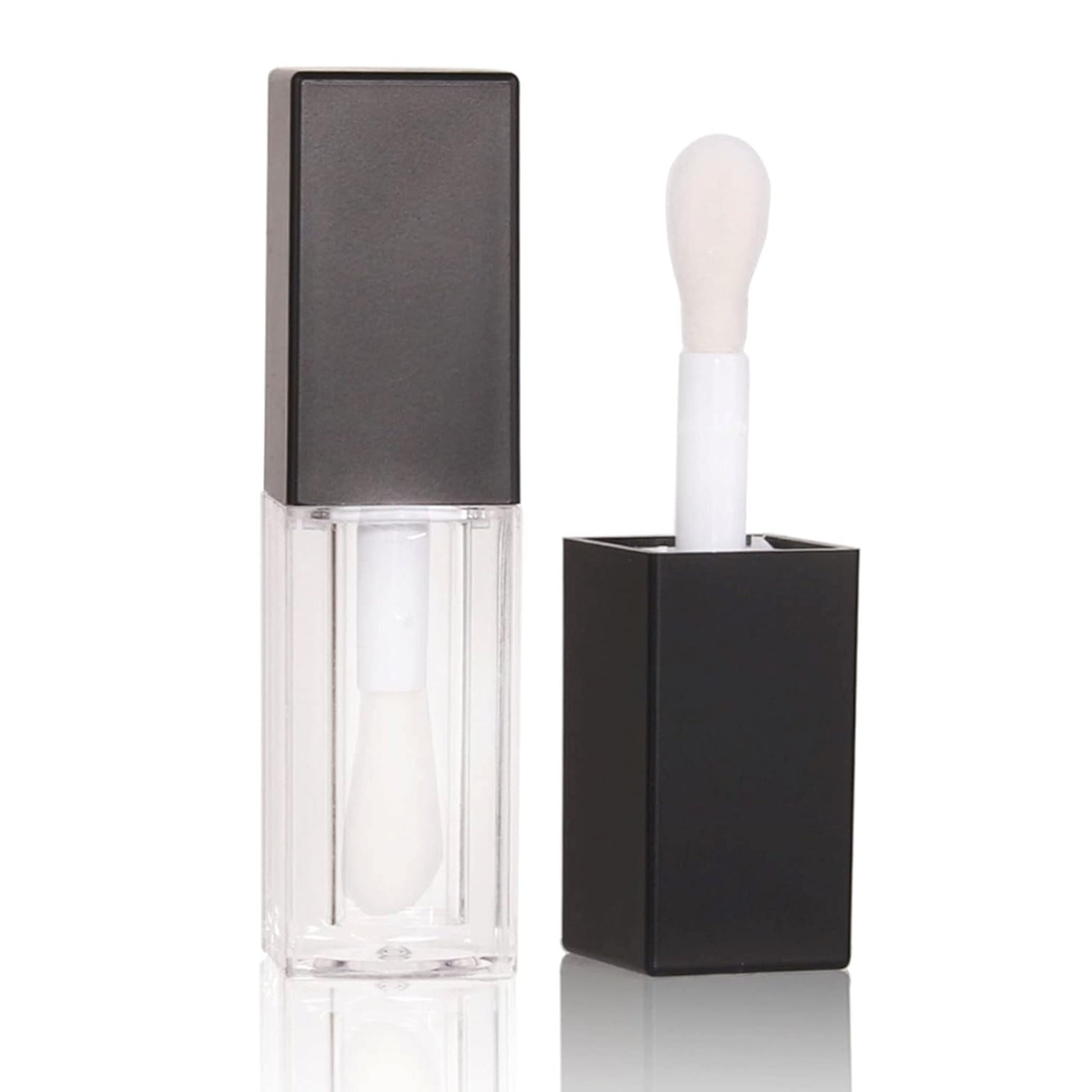 TKB 5ml Black Lip Gloss Tubes with Jumbo Doe Foot Wand Applicator