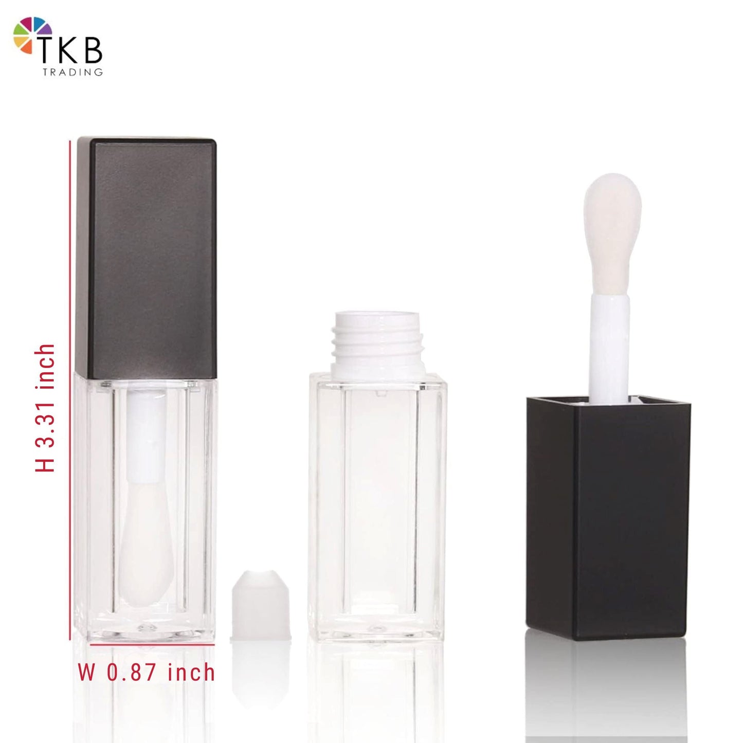TKB 5ml Black Lip Gloss Tubes with Jumbo Doe Foot Wand Applicator