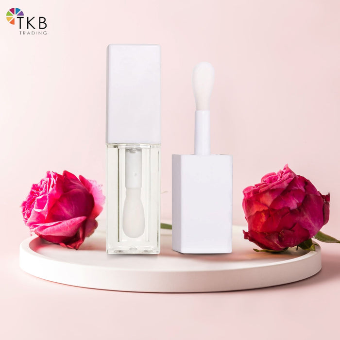 TKB 5ml White Lip Gloss Tubes with Jumbo Doe Foot Wand Applicator