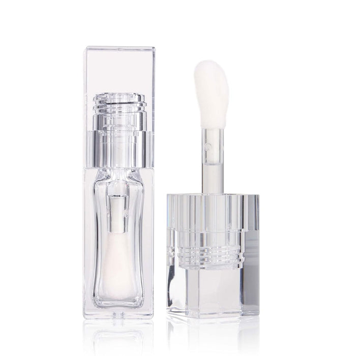TKB 5ml Clear Square Lip Gloss Tubes With Jumbo Doe Foot Wand Applicator