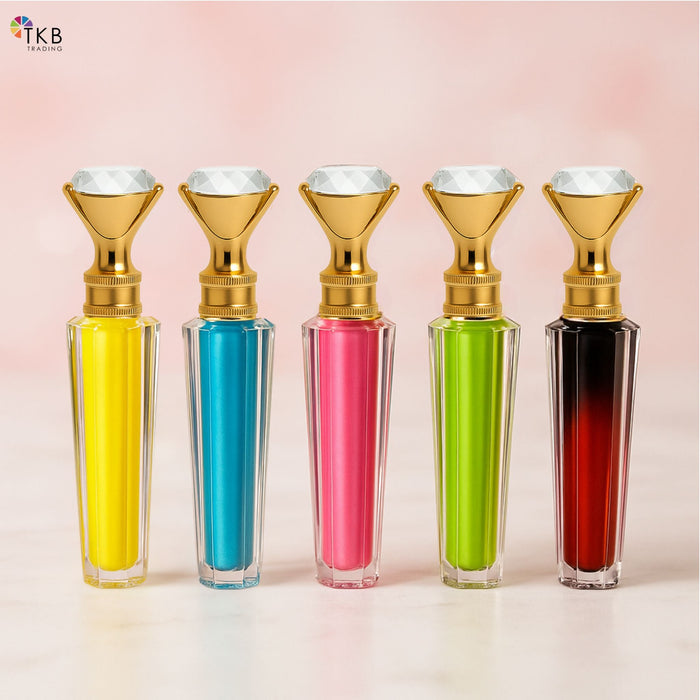 TKB Diamond-Cut Lip Gloss Tube – Gold Crown Cap