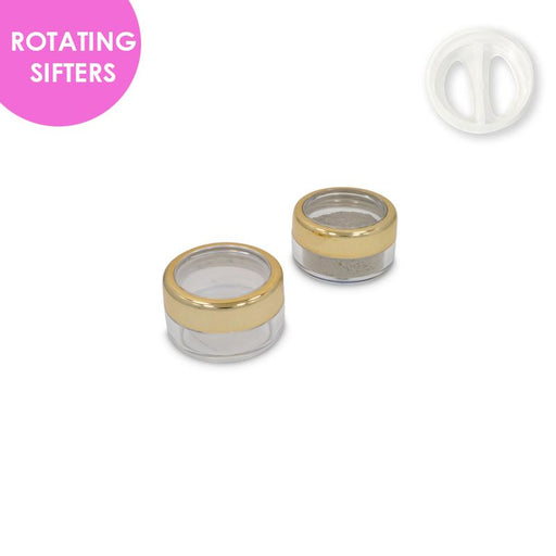 Jars: Shiny Gold Rim and ROTATING Sifters