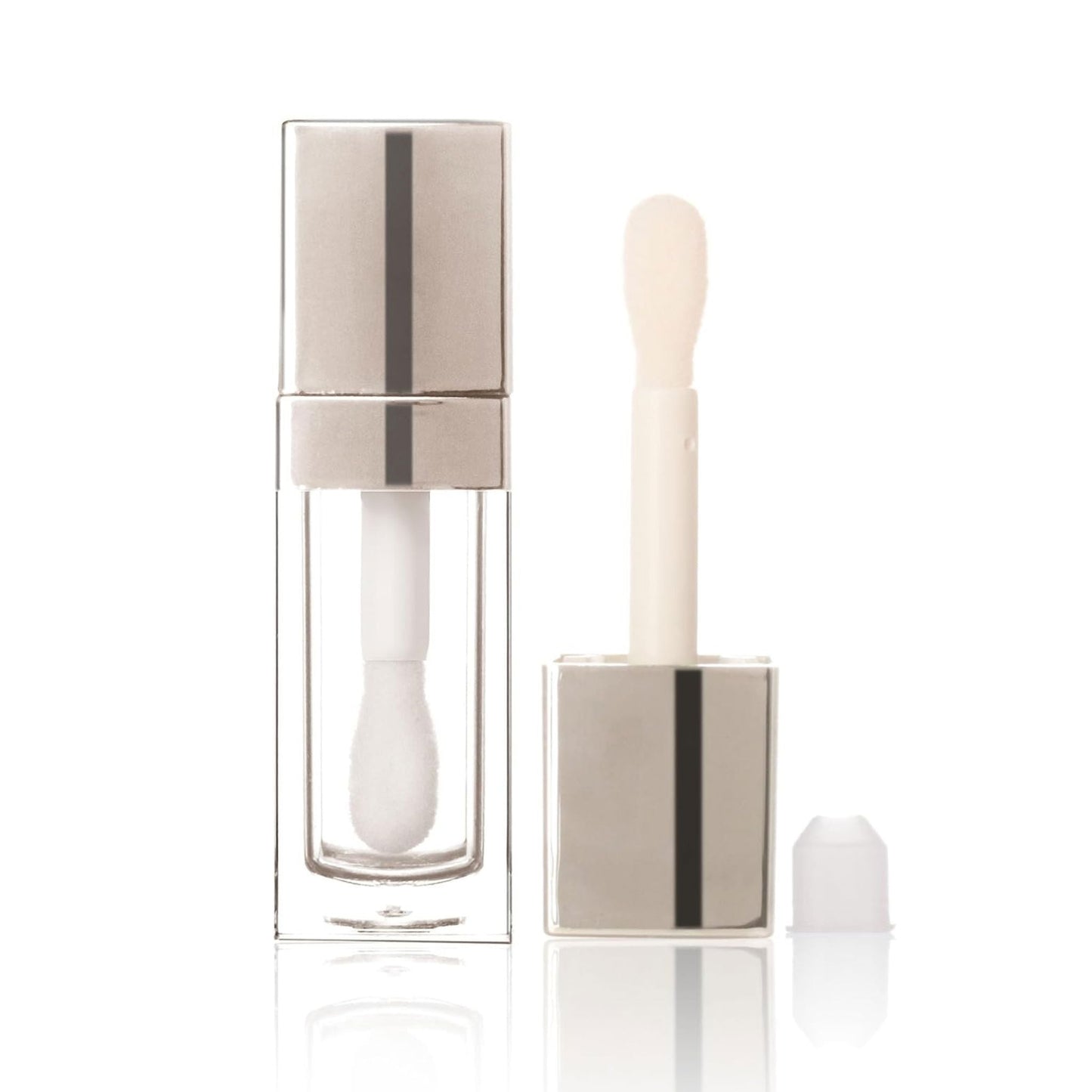 TKB 5ml Silver Square Lip Gloss Tubes With Jumbo Doe Foot Wand Applicator