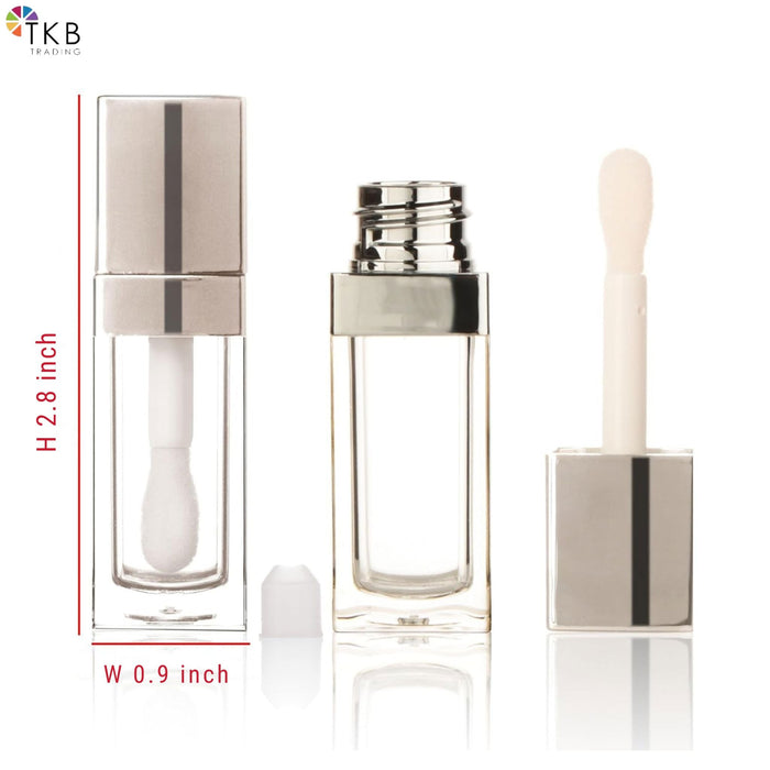 TKB 5ml Silver Square Lip Gloss Tubes With Jumbo Doe Foot Wand Applicator