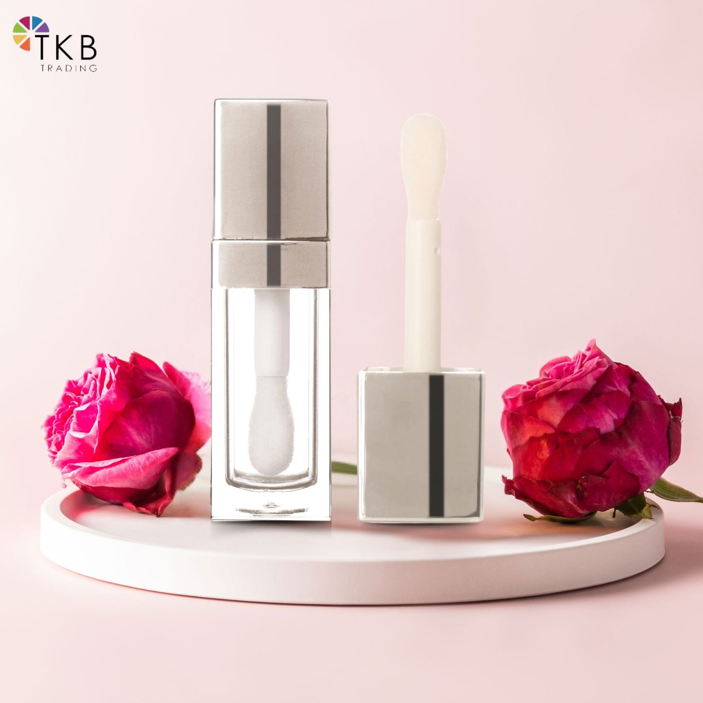 TKB 5ml Silver Square Lip Gloss Tubes With Jumbo Doe Foot Wand Applicator