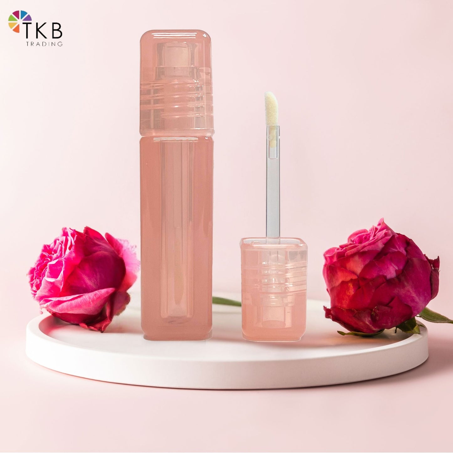 TKB 5ml PINKEE Square Translucent Lip Gloss Tubes With Soft Precision Wand