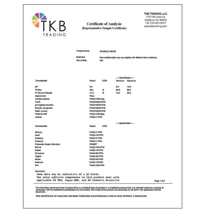 Certificate of Analysis With Specific Lot Number (COA)