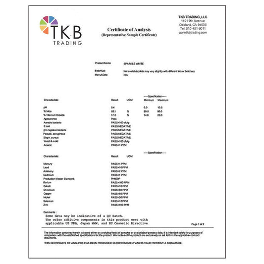 Certificate of Analysis With Specific Lot Number (COA)